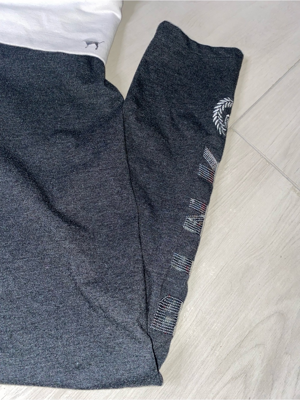Victoria's Secret PINK Yoga Top in Charcoal and White